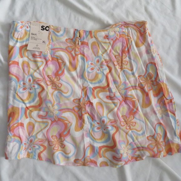 Skirt - XL Mini White Floral Double Tie Wrap Challis Short Zip Back Cover Up NWT - Picture 5 of 5